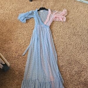 Waxing Poetic Blue and Pink Maxi Dress